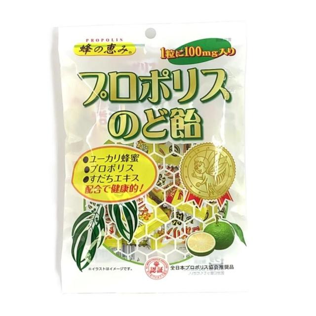 プロポリスのど飴 80g 個包装 ブラジル産プロポリス 1粒に100mg ブラジル産ユーカリ蜂蜜 徳島産すだち使用